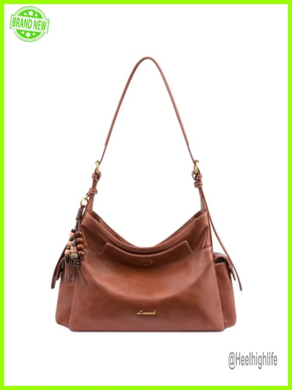 Soft Faux Leather Hobo Crossbody Purse with Tassel Charm